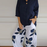 Ensemble Col Rond Décontracté Pantalon Imprimé
