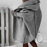 Cardigan simple à capuche de couleur unie avec motif chauve-souris