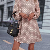Robe imprimée à manches longues avec revers
