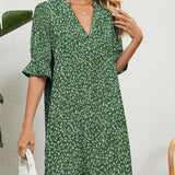 Robe verte à fleurs pour femmes