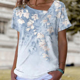 T-shirt col V à imprimé fleuri