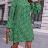Robe imprimée à manches longues avec revers