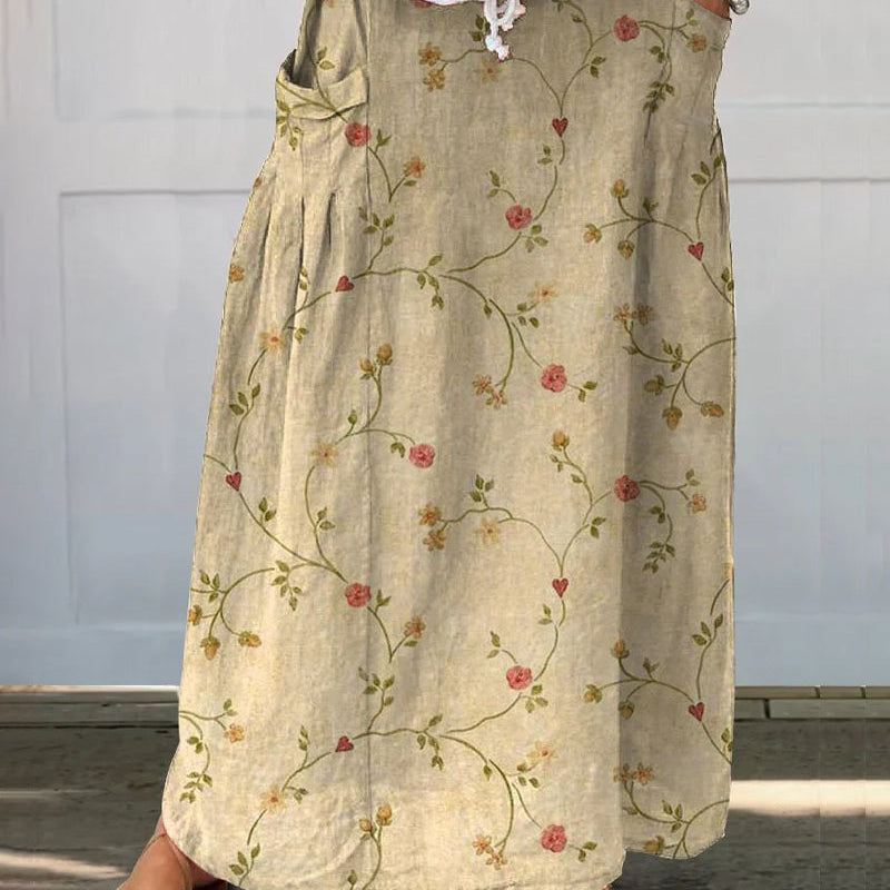 Jupe décontractée à poche et imprimé floral