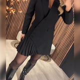 Robe Unie À Revers Et Style Tailleur