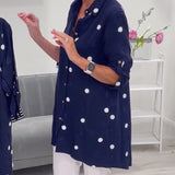 Chemise décontractée à revers imprimé à pois
