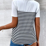 T-Shirt Col V Rayé Polyvalent