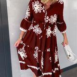 Robe à imprimé floral et manches 3/4