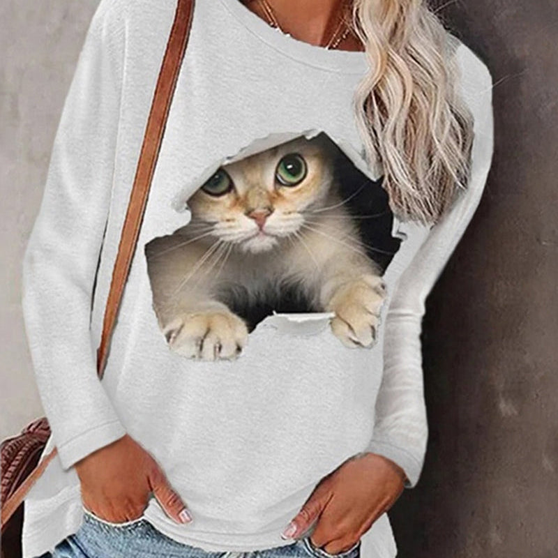 Haut à manches longues avec imprimé chat