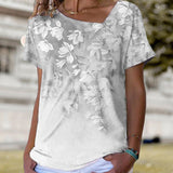 T-shirt col V à imprimé fleuri