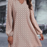 Robe imprimée à manches longues avec revers