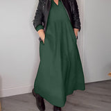 Robe élégante à col en V et manches longues