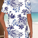 T-Shirt Col Rond Imprimé Fleuri Tricoté