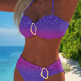 Maillot de Bain à Col Halter avec Imprimé Léopard et Dégradé
