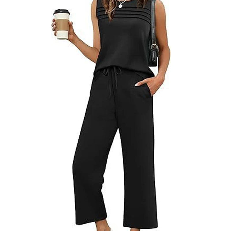 Ensemble Deux Pièces Top Gilet Plissé