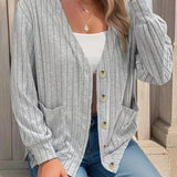 Veste manches longues col V couleur unie