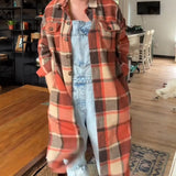 Manteau décontracté à carreaux avec boutons