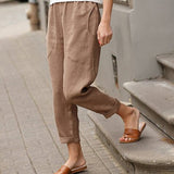 Pantalon décontracté de couleur unie