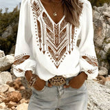 Blouse Manche Bouffante Col V Coupe Ample