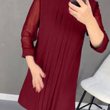 Robe plissée en maille patchwork de couleur unie