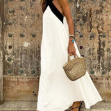 Robe Elegante Croix Dos Sans Dos Avec Couleur Contrastée