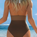 Maillot De Bain Couleur Contrastée Une Pièce