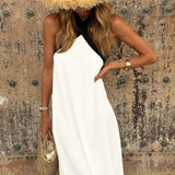 Robe Elegante Croix Dos Sans Dos Avec Couleur Contrastée