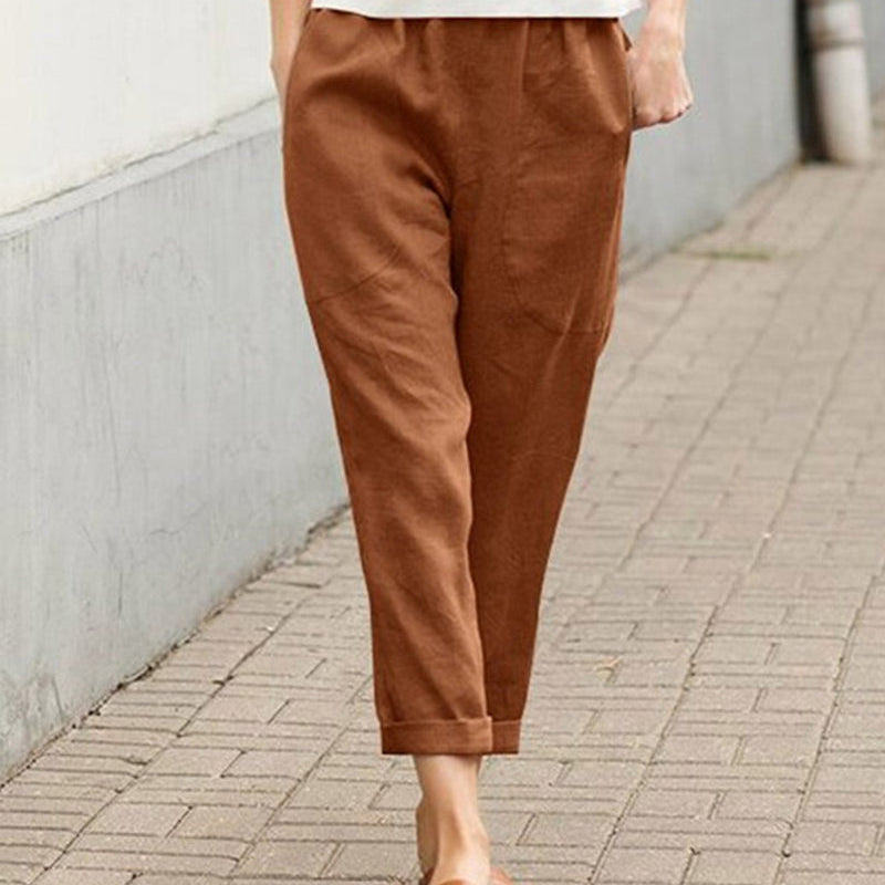 Pantalon décontracté de couleur unie