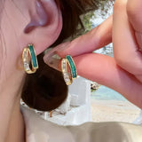 Boucles d'oreilles émeraude élégantes à double couche
