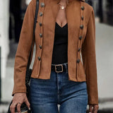 Veste élégante à double boutonnage de couleur unie