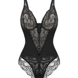 Bodysuit Décolleté Profond En V Et Dentelle Gainante