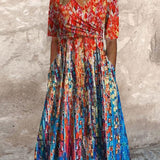 Robe de villégiature imprimée avec poches et col en V