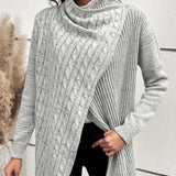 Pull décontracté de couleur unie fendu
