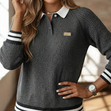 Pull Col Chemise Contrasté