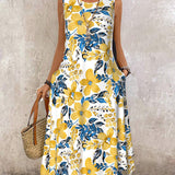 Robe sans manches avec imprimé floral et poche