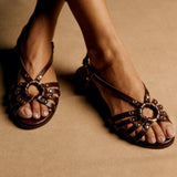 Violette | Sandales artisanales avec motif floral