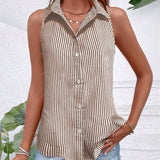 Débardeur Sans Manches Col Rayé