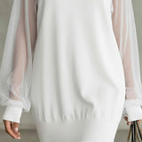 Robe Manche Lanterne Unie Patchwork