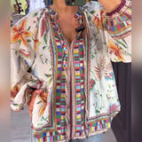 Blouse Sexy à col en V Imprimé tendance