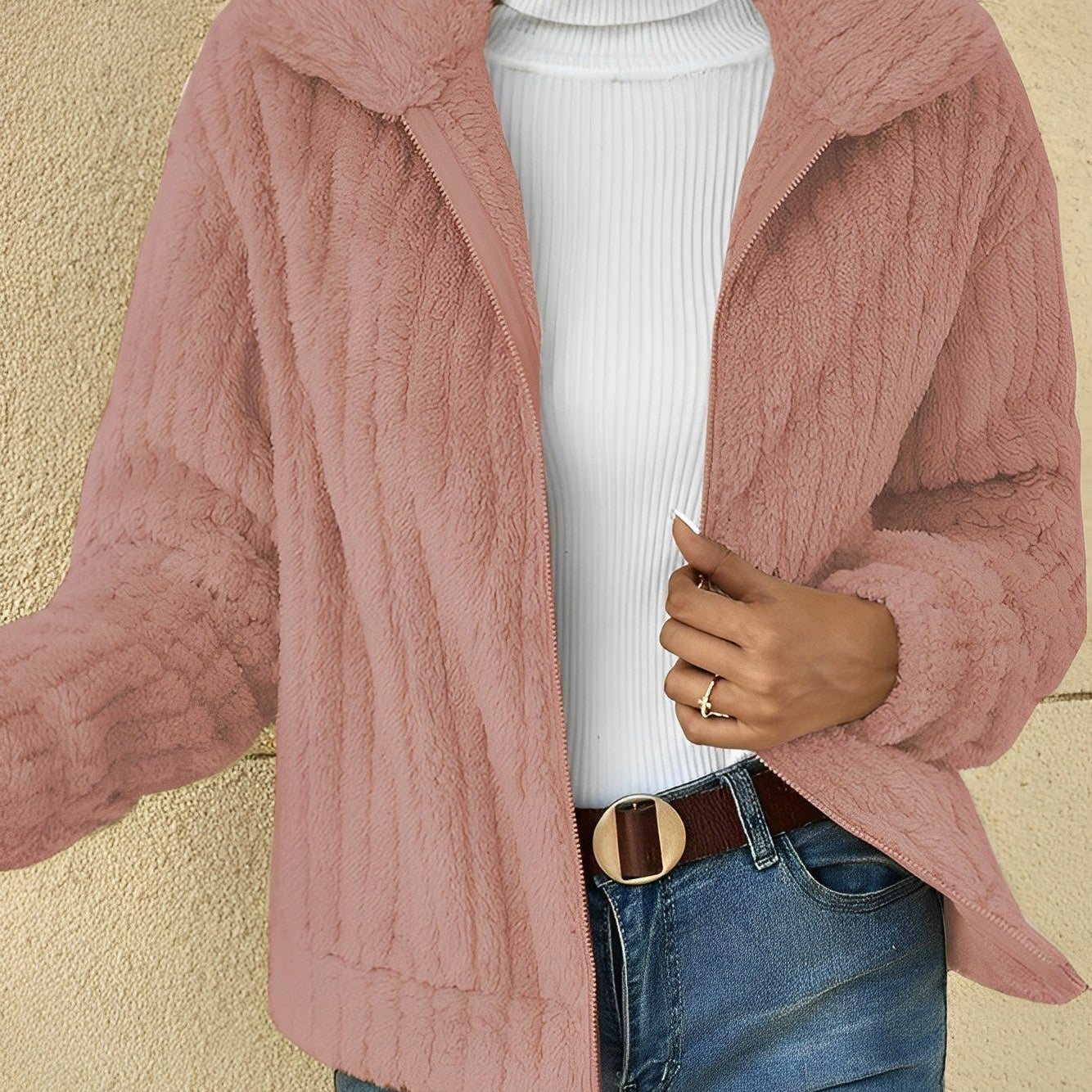 Elif | Manteau en peluche au style décontracté et confortable pour femme