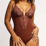 Bodysuit Décolleté Profond En V Et Dentelle Gainante