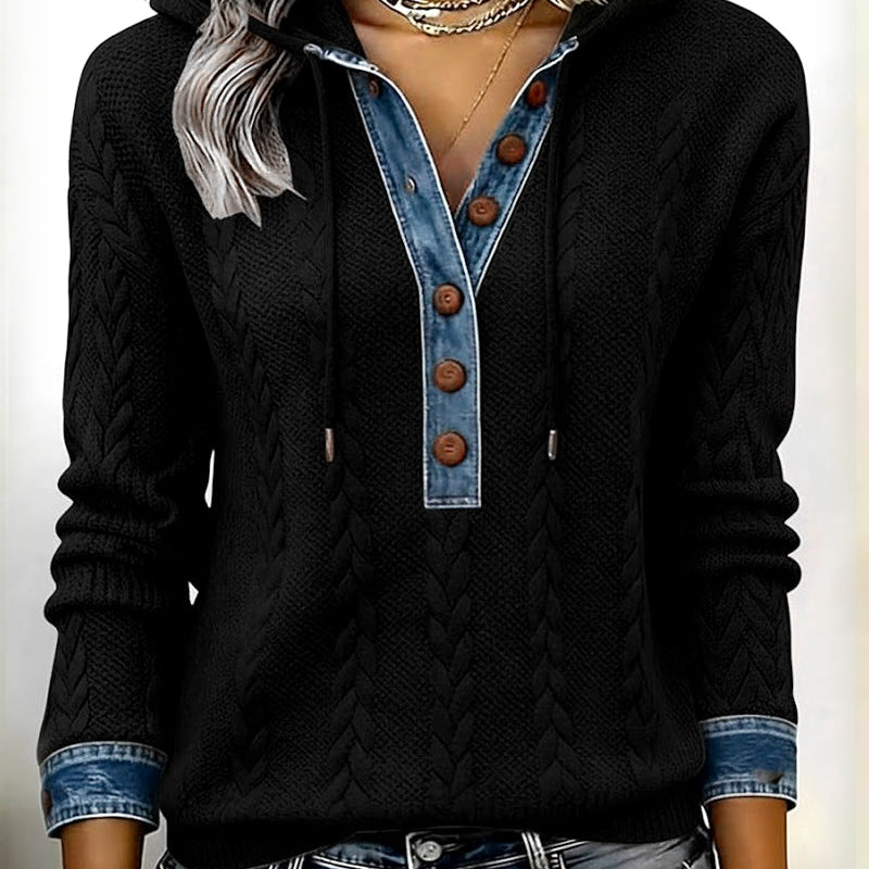 Sweat à capuche à coupe de couleur et boutons