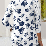 Blouse à Boutons Imprimée Mode