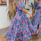Robe à imprimé roses et fentes