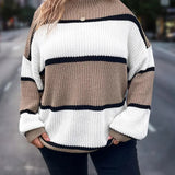 Pull Ample À Rayures Contrastées Et Emmanchure Tombée