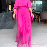 Robe longue à col rond et ligne A