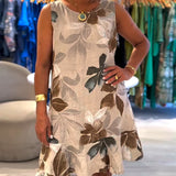 Robe Sans Manches Col Rond Imprimée