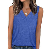 Débardeur T-Shirt Femme Sans Manches Col V Amincissant Coupe Décontractée