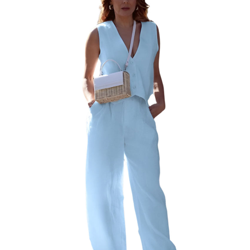 Lune | Ensemble deux pièces en lin blanc pour femmes