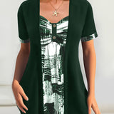 Blouse Imprimée Faux Deux Pièces Irrégulière