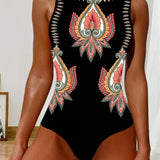 Maillot de Bain Paisley Sans Manches Monopièce